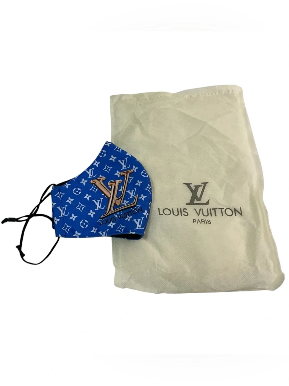 Louis Vuitton LV Logo Betty Boop Blue Face Mask Adjustable Ear Loops w/ Pouch